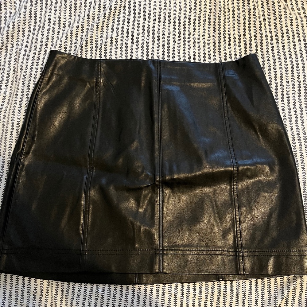 Black denim skirt